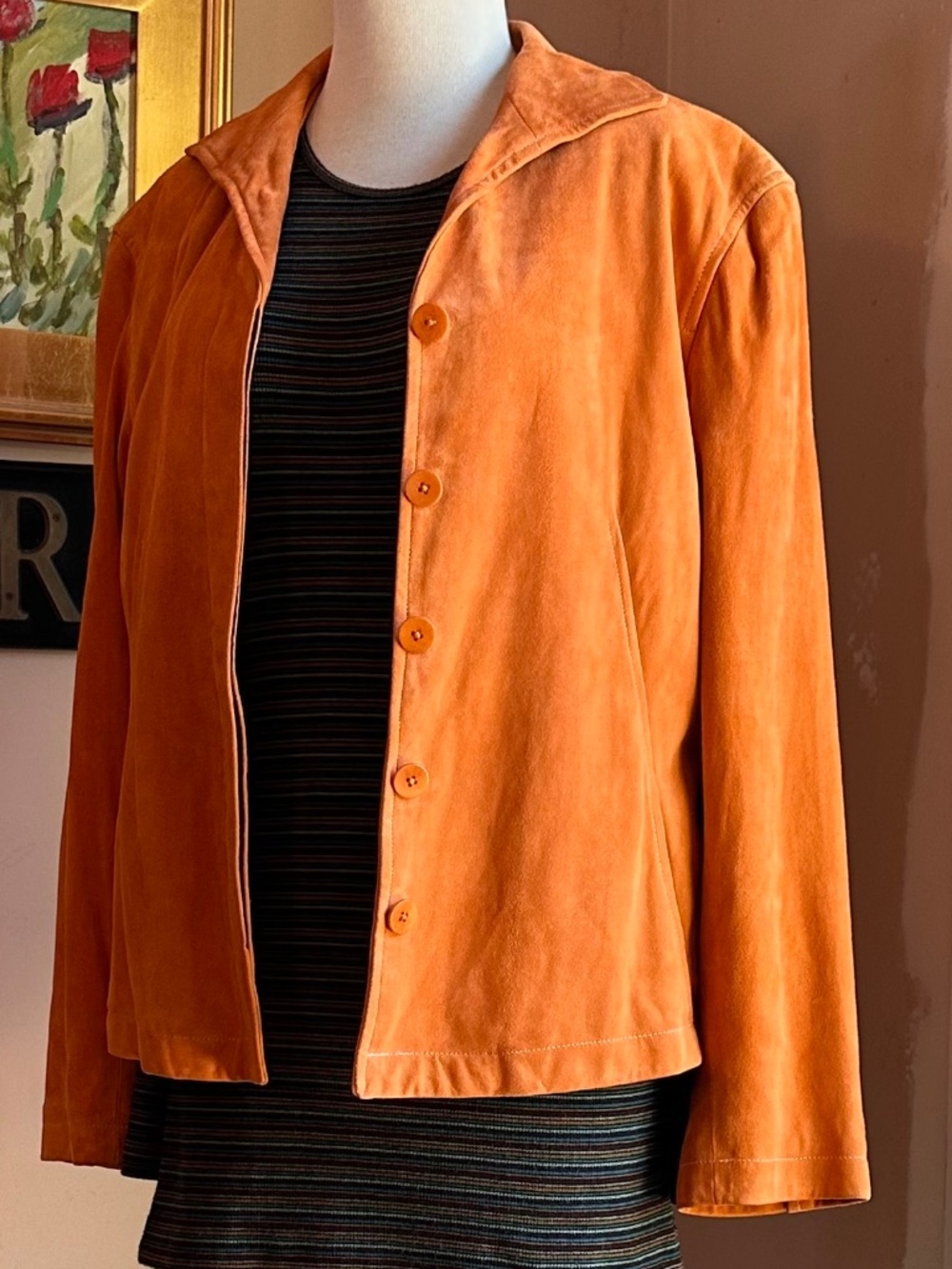 NWT Lafayette Orange Suede Jacket